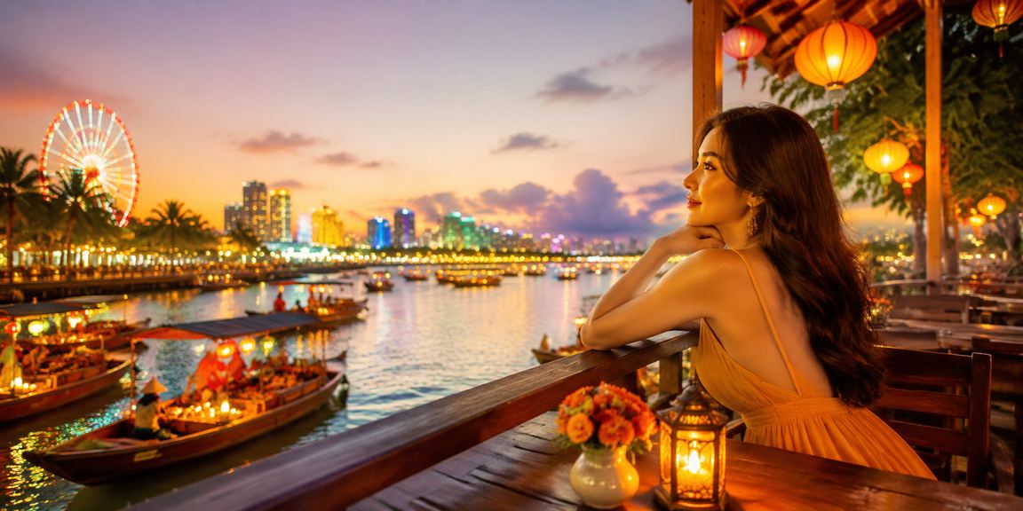 Người dùng tại Đà Nẵng ngồi quán cà phê tra cứu ưu đãi cược và tiền thưởng trên điện thoại