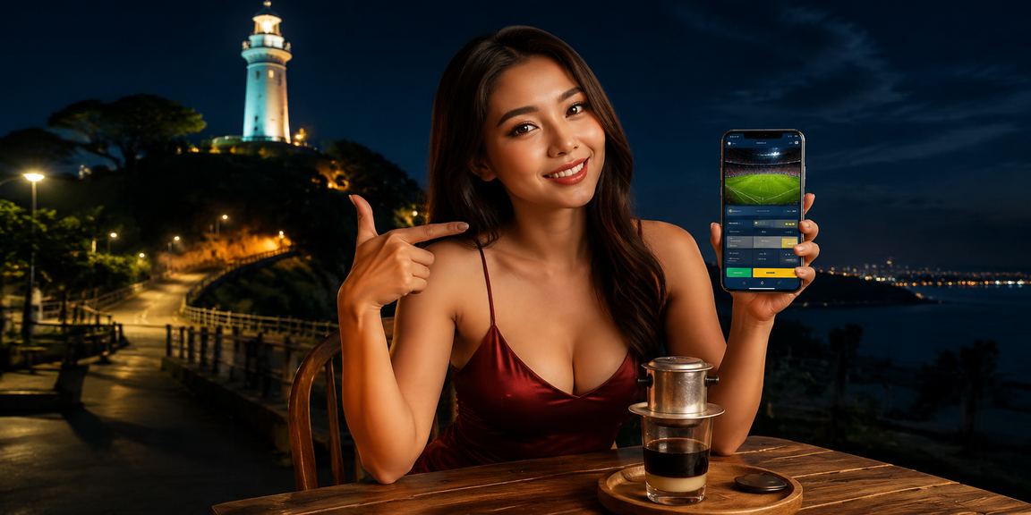 Người dùng Vũng Tàu xem tỷ lệ kèo bóng đá tại quán cà phê qua điện thoại ani4u